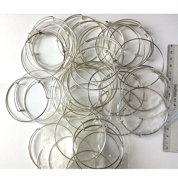 Silver tone Adjustable Bangle Bracelets Lot Mix for Bracelet Jewelry Making - Picture 3 of 6
